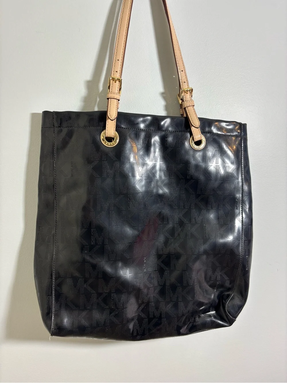 Michael Kors Black Monogram Logo Tote Shoulder Bag Y2K 2010s Mall Girl
